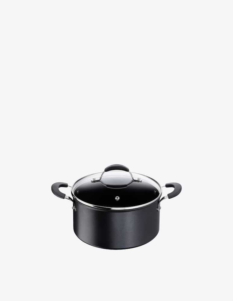 rinascente Lagostina Tempra Nero Deep Casserole With Two Handles And Lid 24 Cm