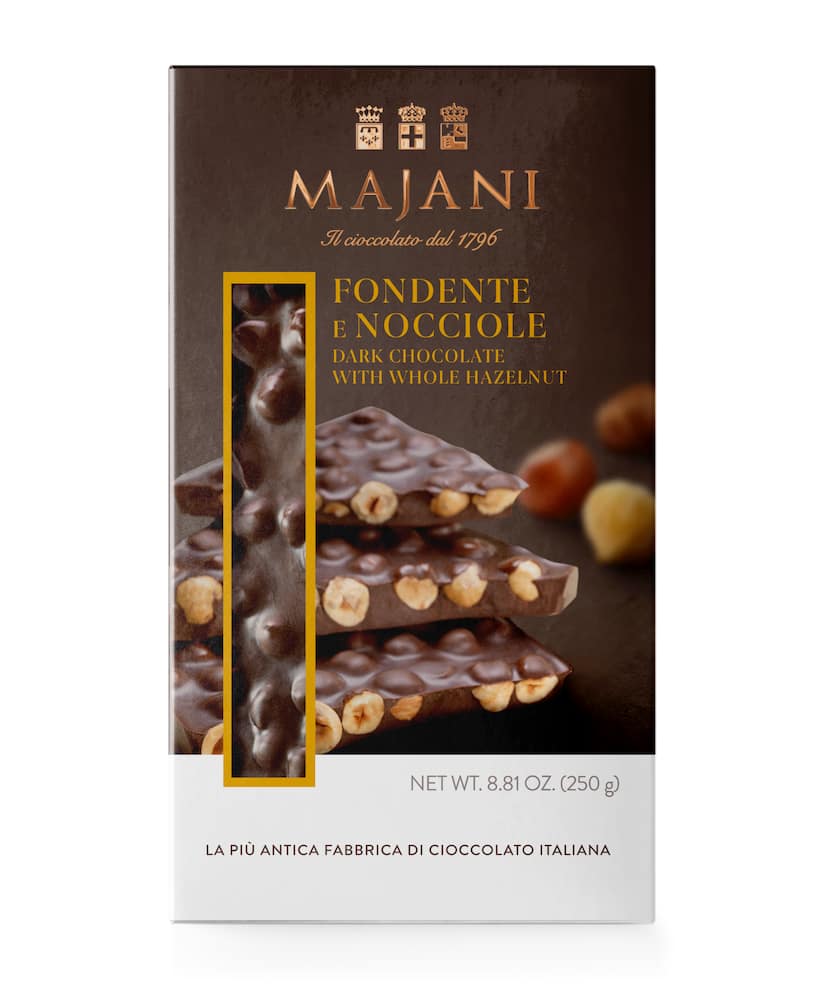 Majani SNAP Cioccolato fondente e nocciole intere 250g - immagine 1 Majani SNAP Cioccolato fondente e nocciole intere 250g - immagine 1