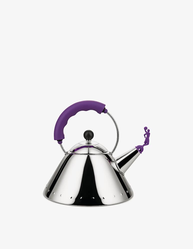 Alessi Kettle In 18/10 Stainless Steel With Handle And Whistle In Pa, Purple - Silver - picture 1 Alessi Kettle In 18/10 Stainless Steel With Handle And Whistle In Pa, Purple - Silver - picture 1