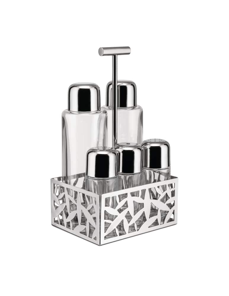 rinascente Alessi Cactus  Set Oil  Vinegar  Salt  Pepper And Spices - Silver