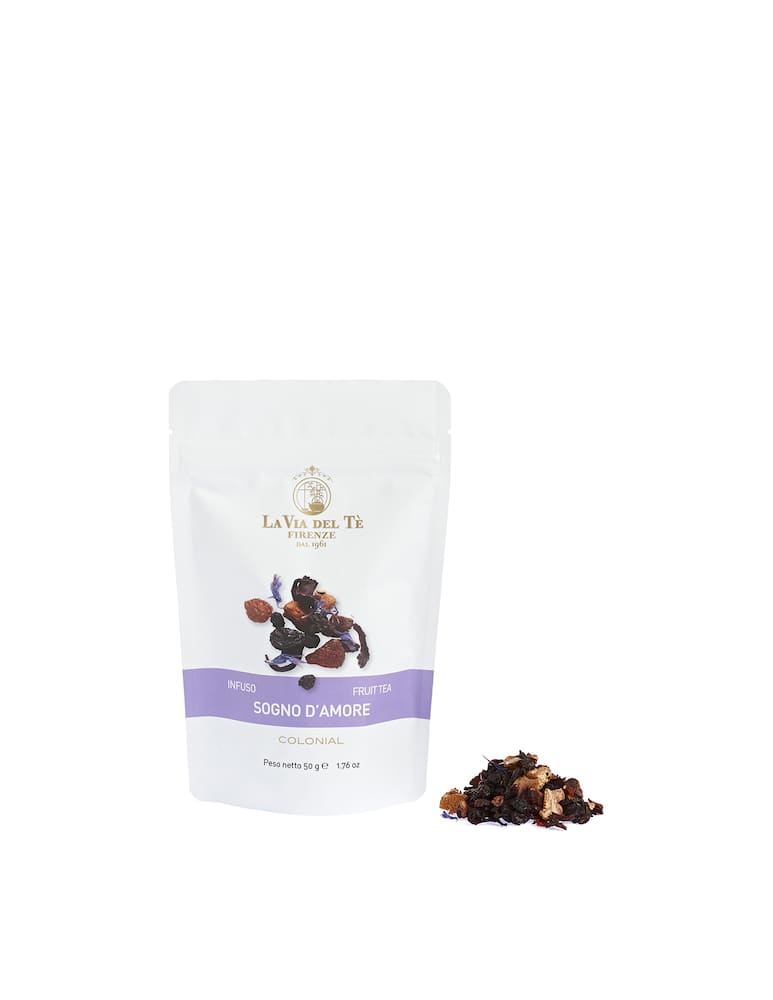 La Via Del Té Sogno d'amore Fruit tea in resealable doypack x 50 g - picture 1 La Via Del Té Sogno d'amore Fruit tea in resealable doypack x 50 g - picture 1