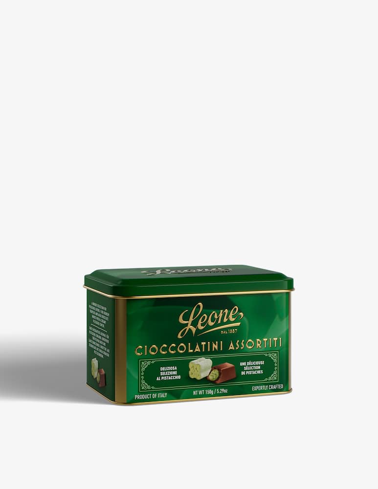 Pastiglie Leone Latta Selezione Praline Al Pistacchio 6pz 150g - immagine 1 Pastiglie Leone Latta Selezione Praline Al Pistacchio 6pz 150g - immagine 1