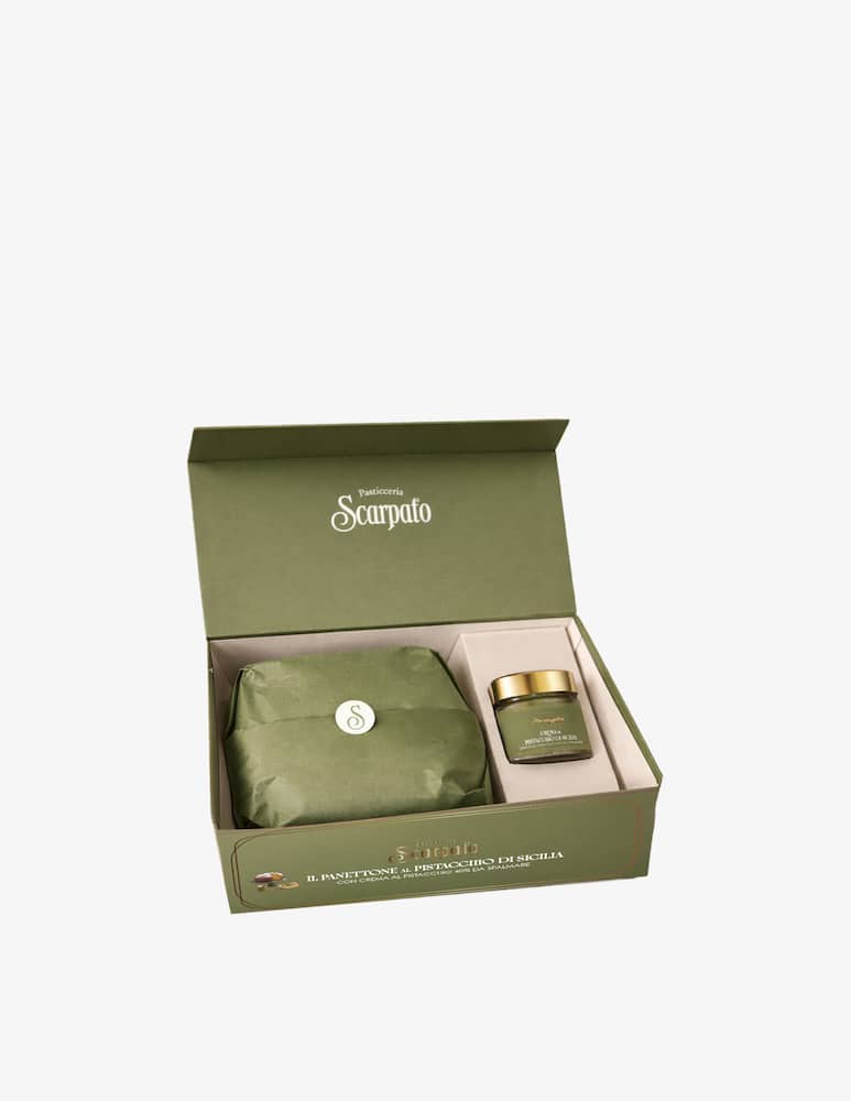 Pasticceria Scarpato Panettone in a Box with a Pistachio Jar 950g - picture 2 Pasticceria Scarpato Panettone in a Box with a Pistachio Jar 950g - picture 2