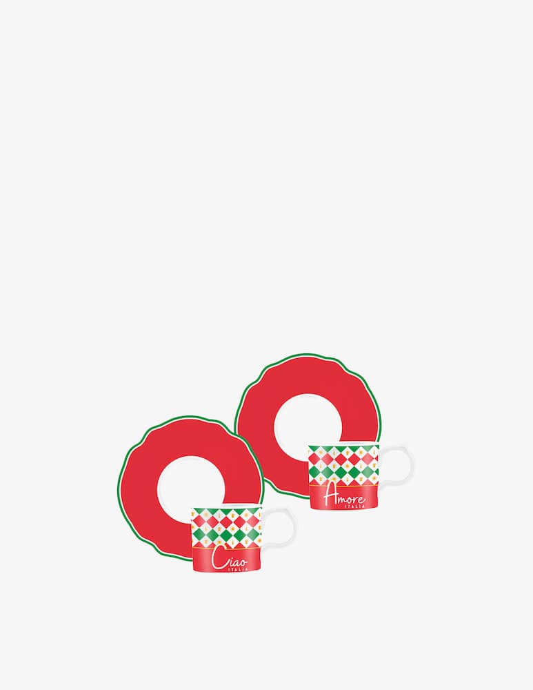 rinascente Bialetti Tricolore Set 2 Tazze & Piattini