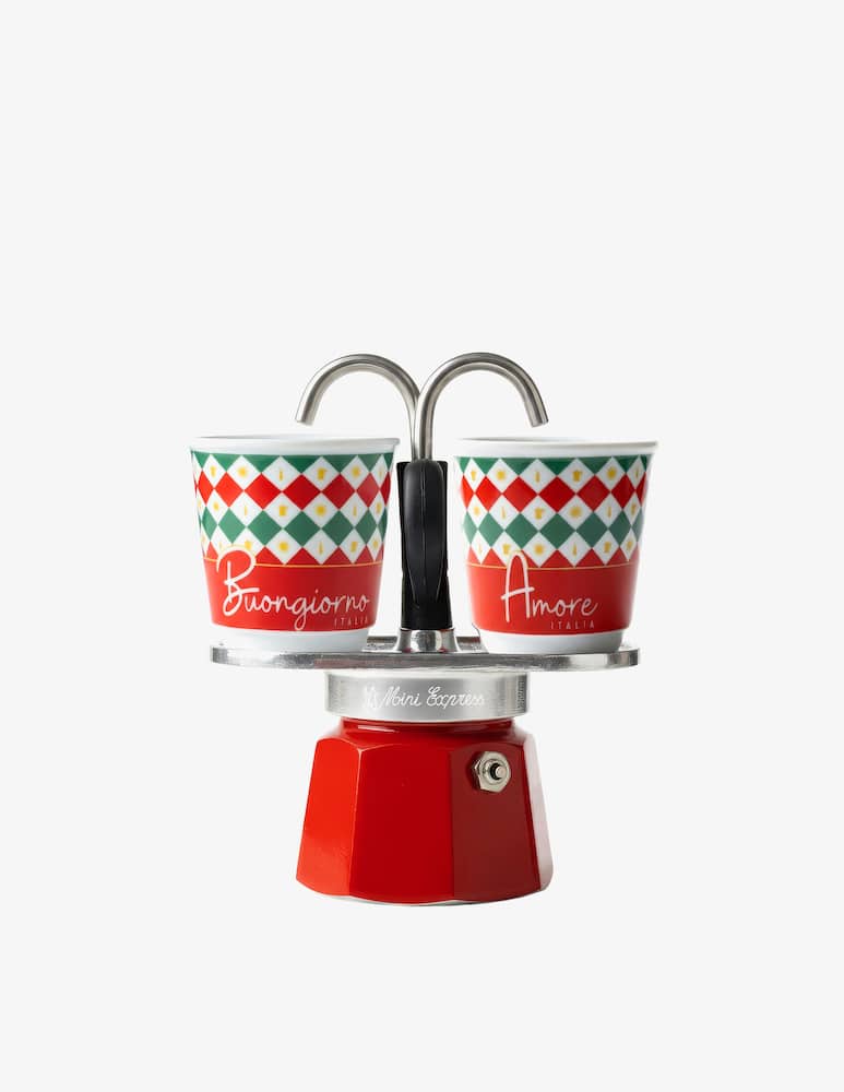 rinascente Bialetti Tricolore Set Mini Express 2Tazze e 2 Bicchierini
