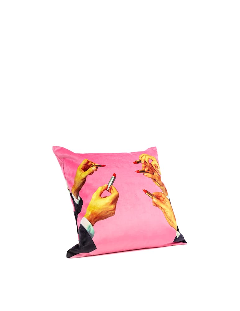 rinascente Seletti Cushion With Plume Padding "Toiletpaper" Lipsticks Pink - Multi