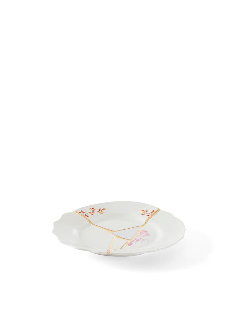 rinascente Seletti Kintsugin'1 Dessert Plate In  Porcelain - White