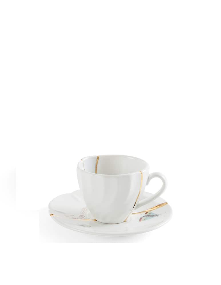 rinascente Seletti Tazzina Da Caffè Con Piattino In Porcellana "Kintsugi-N'2" - Multicolor