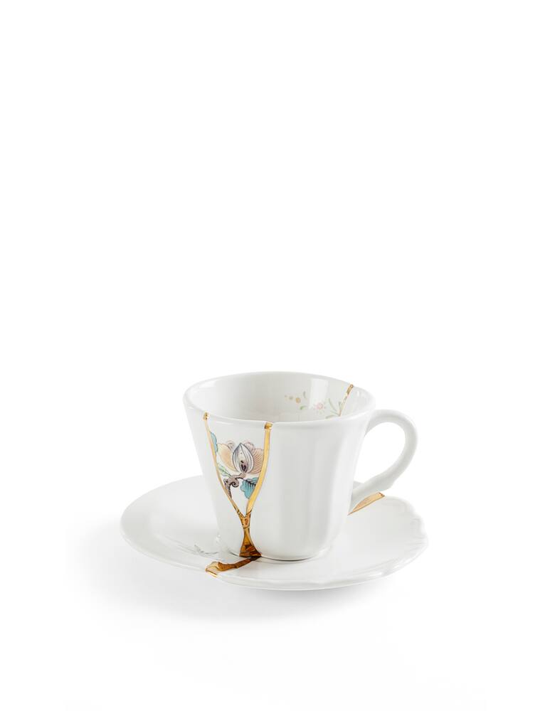 rinascente Seletti Tazzina Da Caffè Con Piattino In Porcellana "Kintsugi-N'3" - Multicolor
