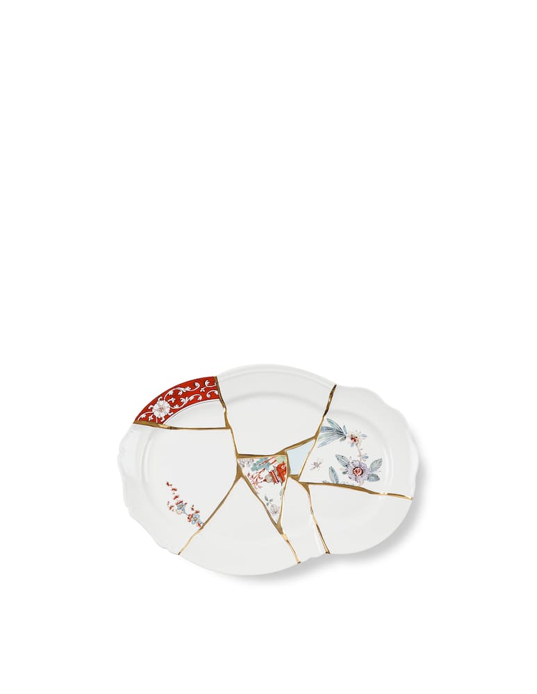 rinascente Seletti Vassoio In Porcellana "Kintsugi" - Bianco