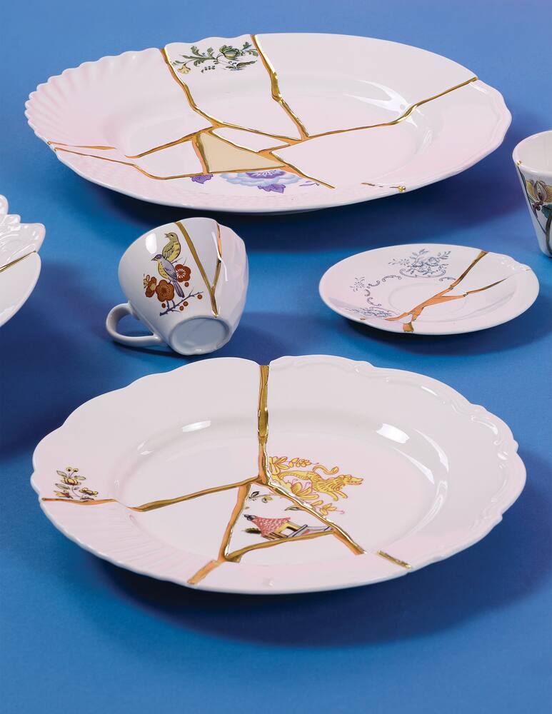 rinascente Seletti Vassoio In Porcellana "Kintsugi" - Bianco