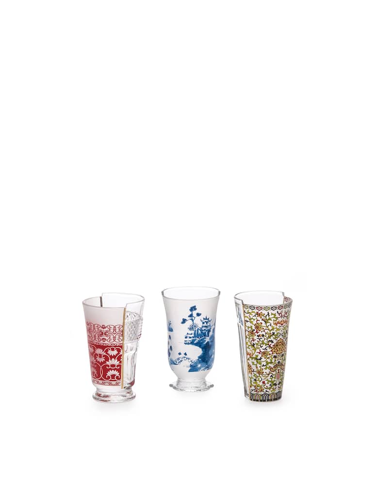 rinascente Seletti Set 3 Bicchieri In Vetro "Hybrid-Clarice" - Multicolor