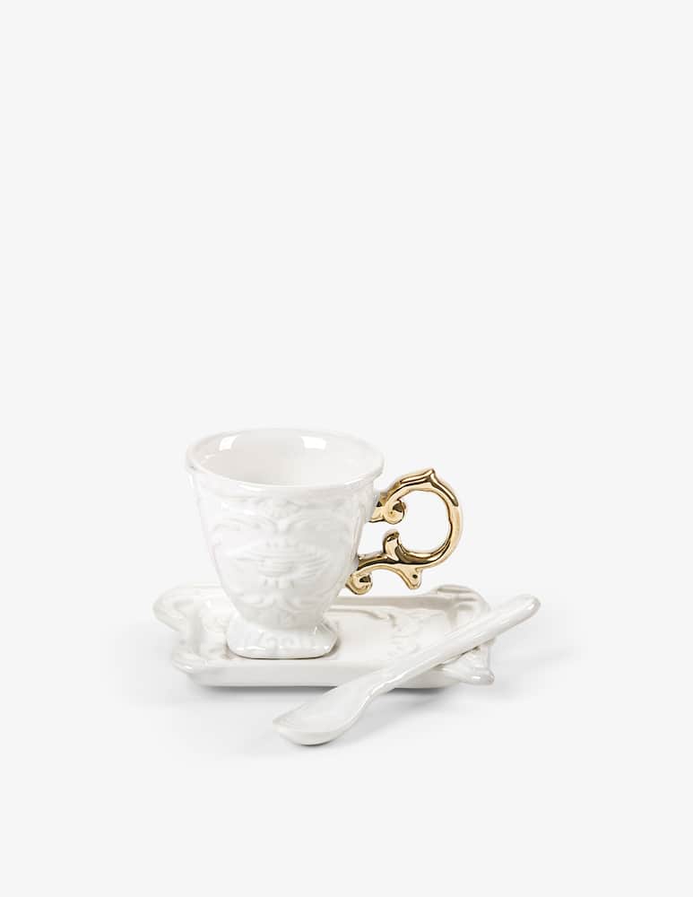 Seletti I-Wares Porcelain Coffee Set Gold Handle - picture 1 Seletti I-Wares Porcelain Coffee Set Gold Handle - picture 1
