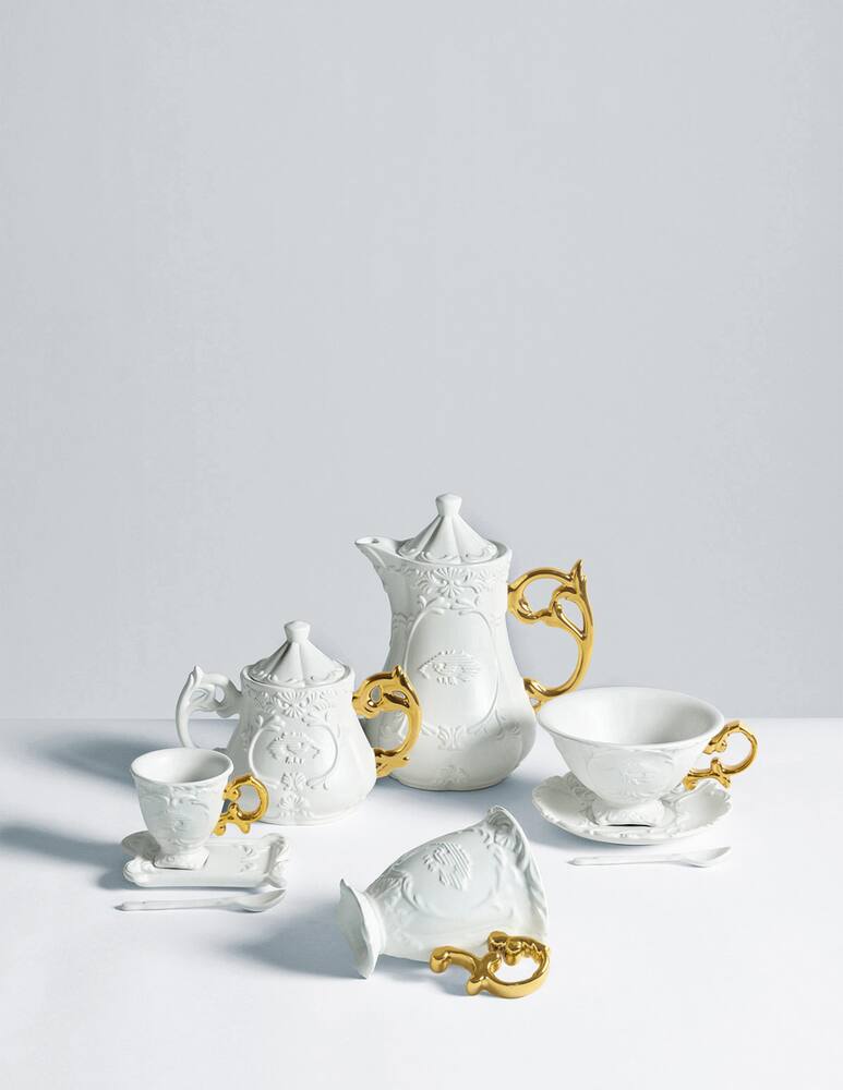 rinascente Seletti I-Wares Set da Caffè In Porcellana Manico Oro