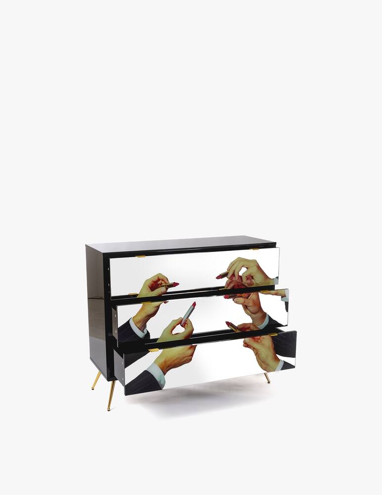 rinascente Seletti Cassettiera 3 Cassetti "Toiletpaper" Lipsticks - Argento