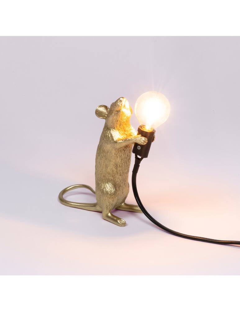 rinascente Seletti Mouse Lamp Step-Goldresin Lampstanding Wire Black