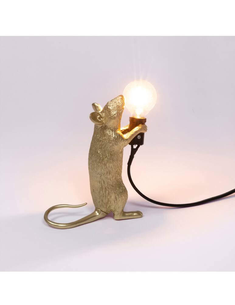 rinascente Seletti Mouse Lamp Step-Goldresin Lampstanding Wire Black
