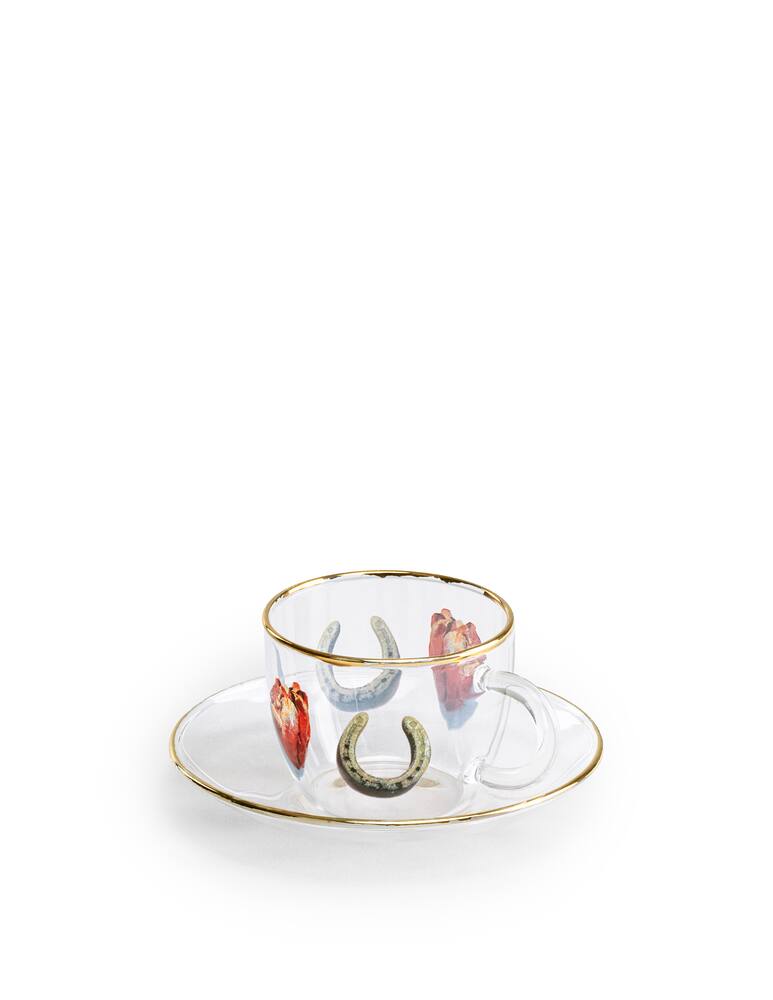 rinascente Seletti Glass Coffee Set Toiletpaper  -I Love You - Transparent