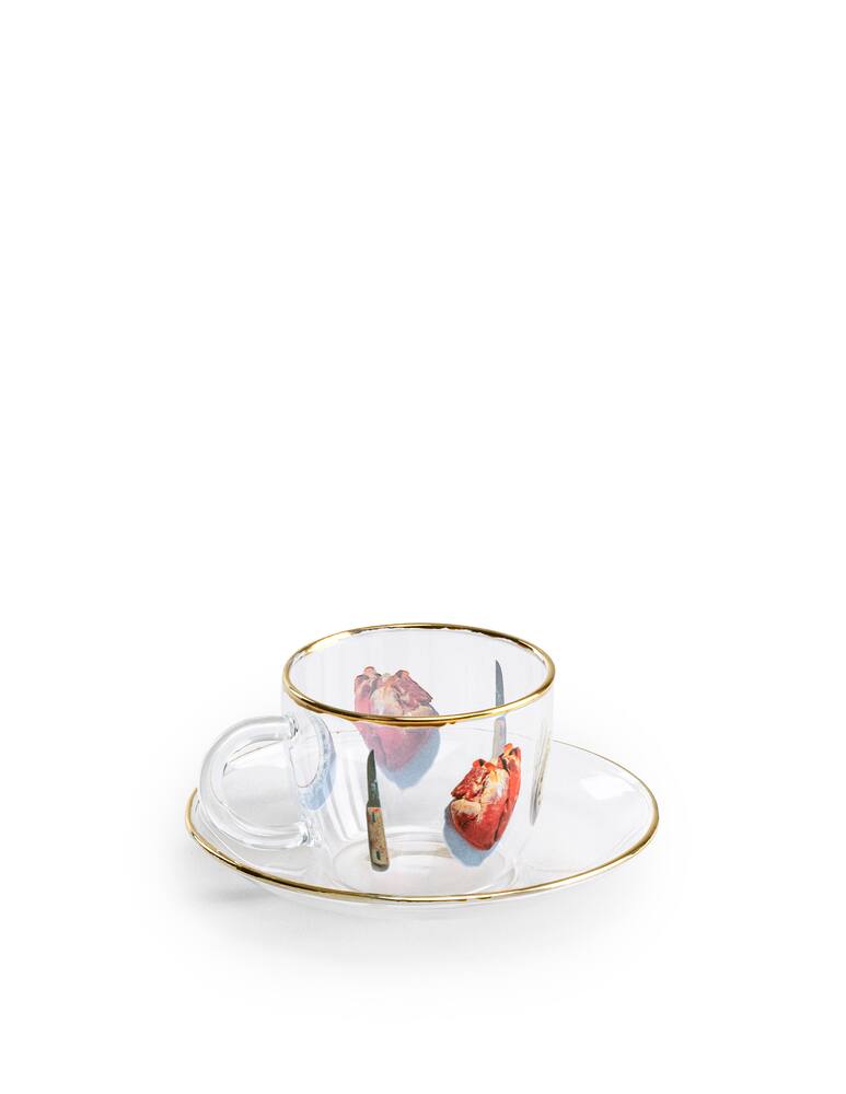 rinascente Seletti Glass Coffee Set Toiletpaper  -I Love You - Transparent