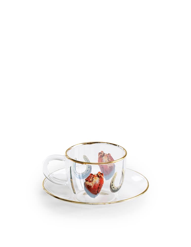 rinascente Seletti Glass Coffee Set Toiletpaper  -I Love You - Transparent