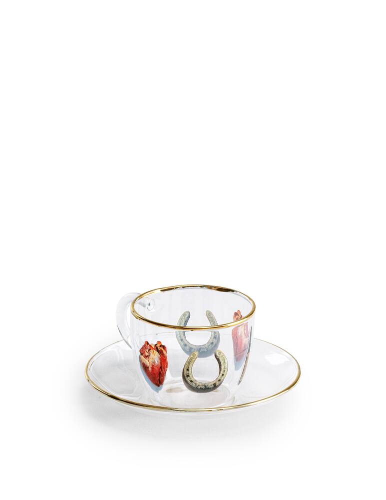 rinascente Seletti Glass Coffee Set Toiletpaper  -I Love You - Transparent