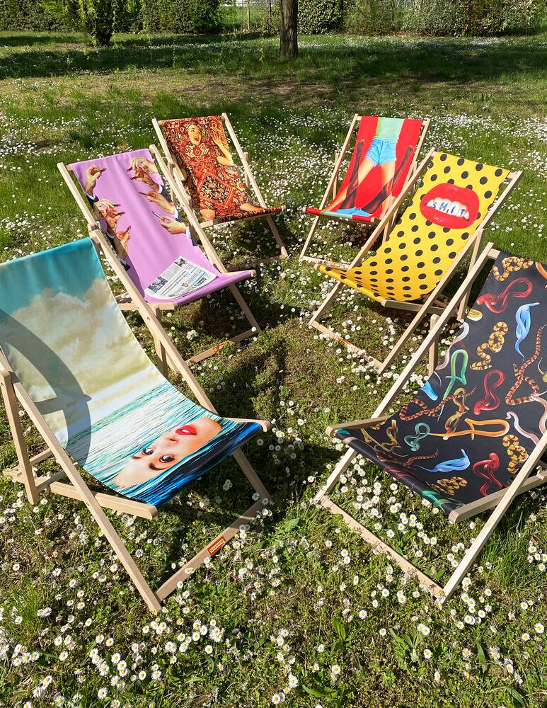 rinascente Seletti Deckchair  "Toiletpaper" Snakes - Black
