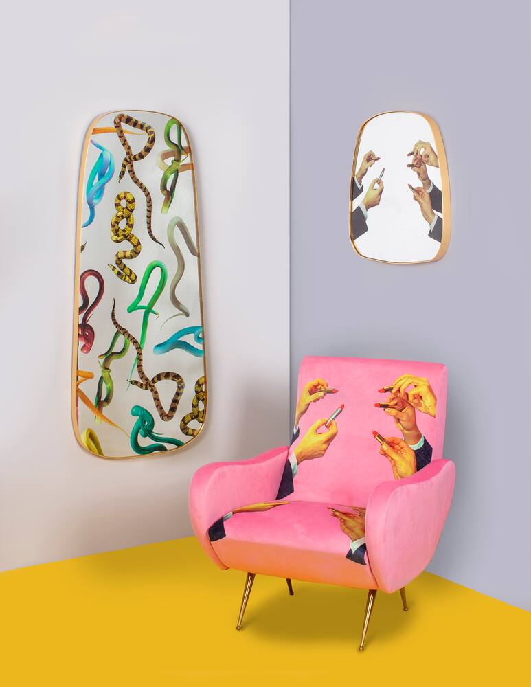 rinascente Seletti Specchio Con Cornice Legno "Toiletpaper" Tongue - Multicolor