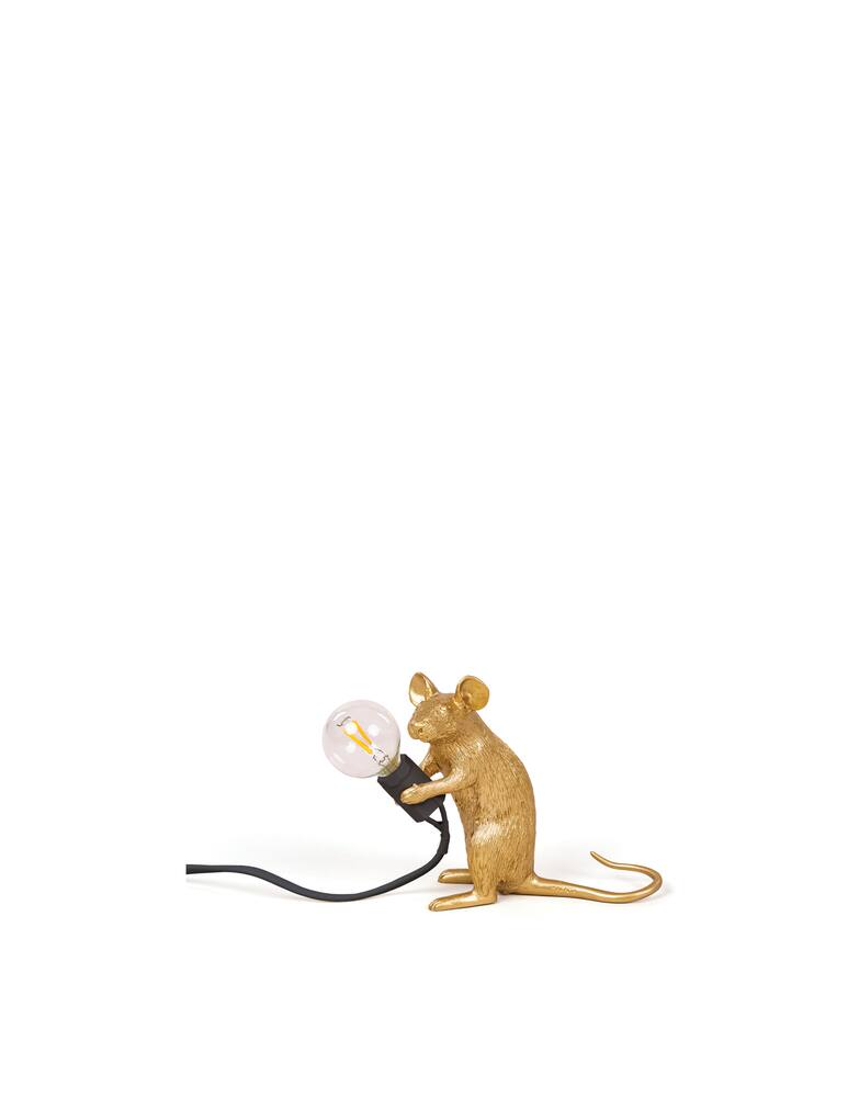 rinascente Seletti Mouse Lampada Mac-Gold Resin Lampada Sitting Black Cable