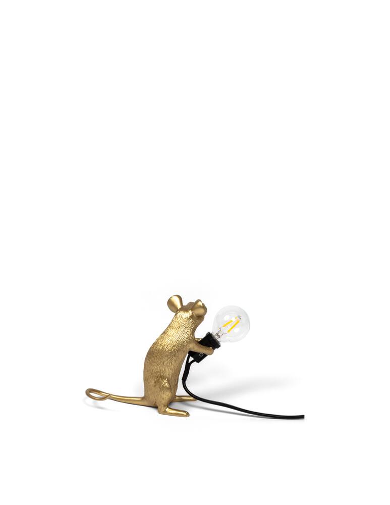 rinascente Seletti Mouse Lampada Mac-Gold Resin Lampada Sitting Black Cable