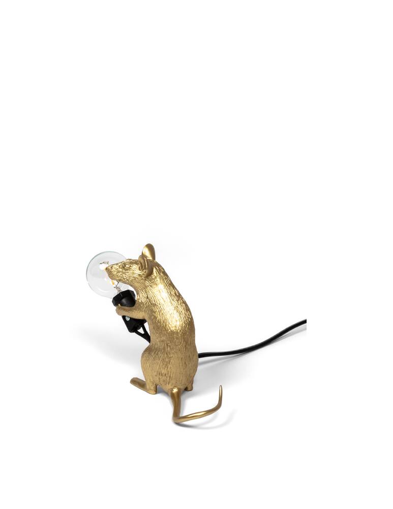 rinascente Seletti Mouse Lampada Mac-Gold Resin Lampada Sitting Black Cable