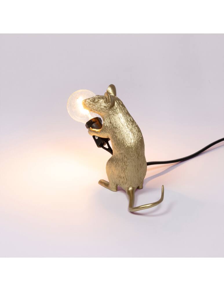 rinascente Seletti Mouse Lampada Mac-Gold Resin Lampada Sitting Black Cable