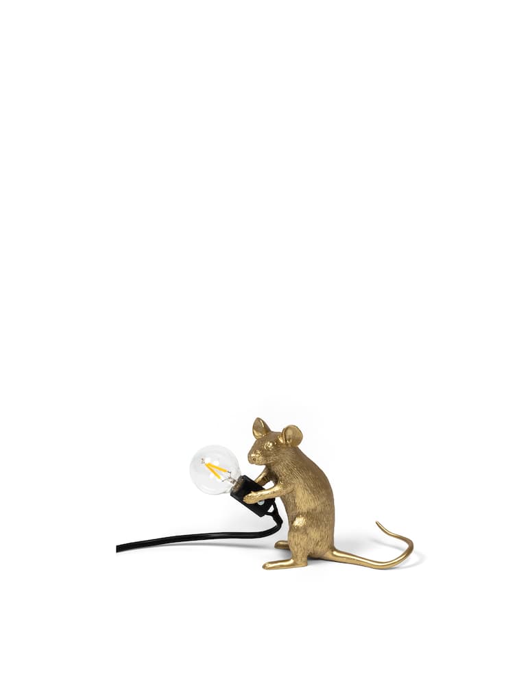 rinascente Seletti Mouse Lampada Mac-Gold Resin Lampada Sitting Black Cable