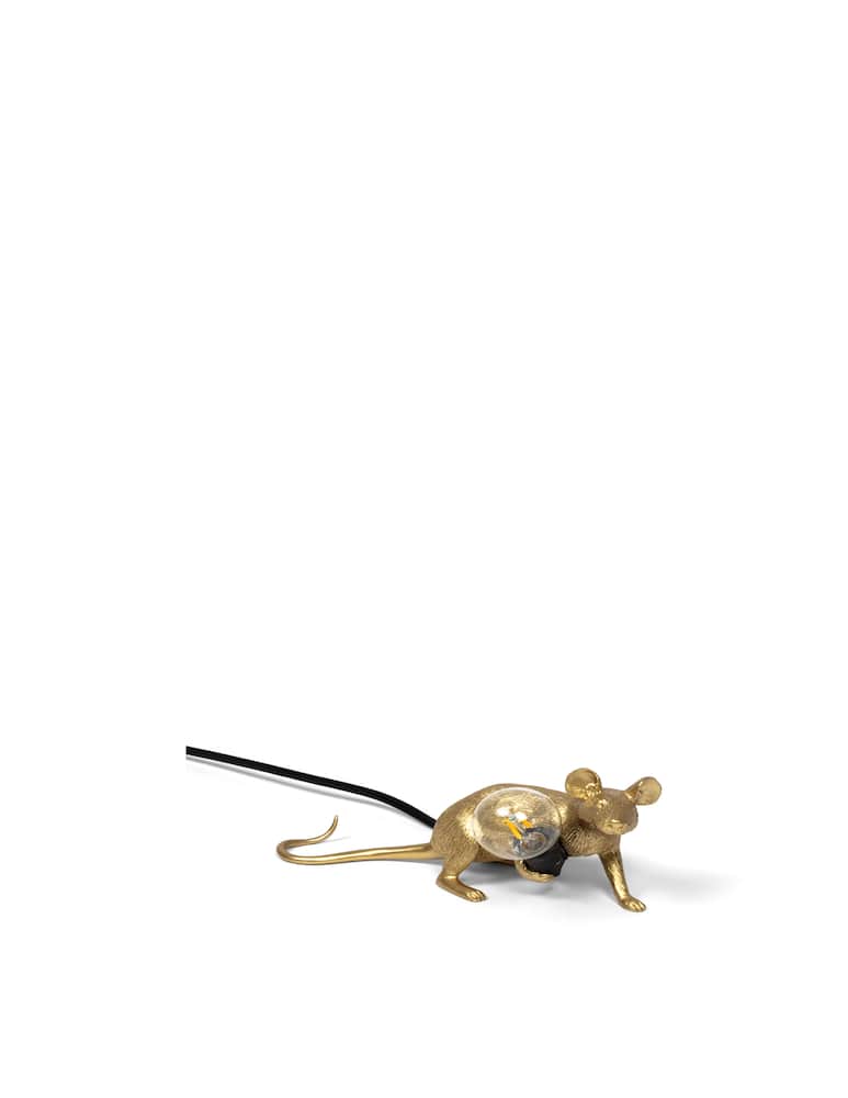 rinascente Seletti Mouse Lampada Lop-Gold Resin Lampada Lying Down Black Cable