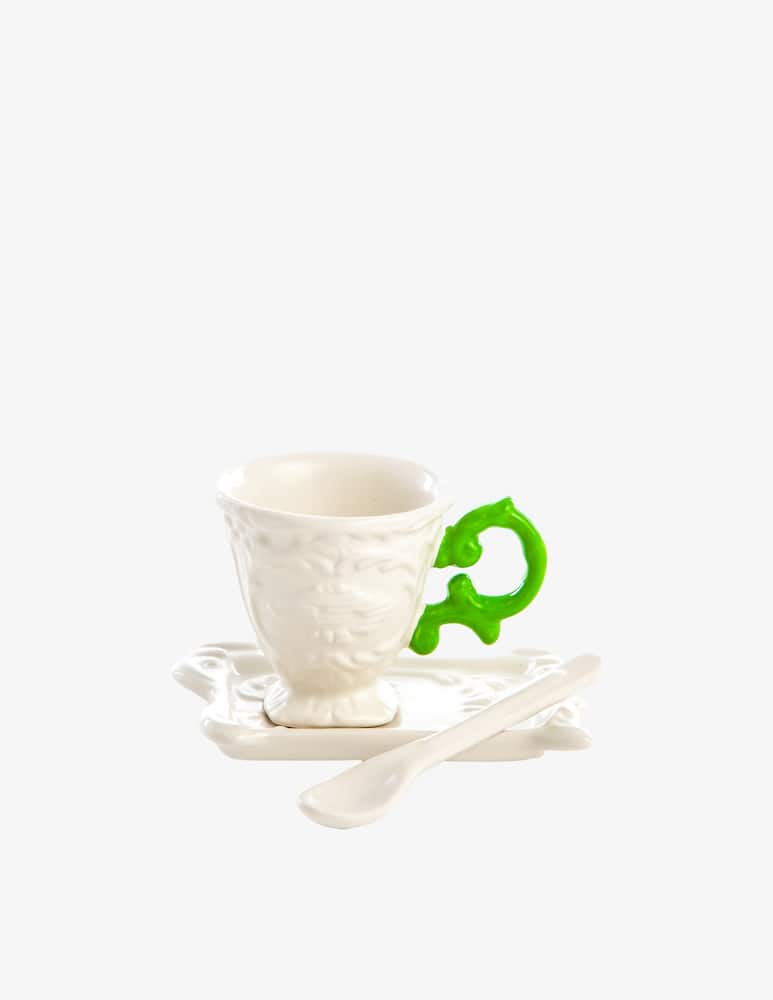 Seletti Set da Caffe' I-Wares Manico Verde - immagine 1 Seletti Set da Caffe' I-Wares Manico Verde - immagine 1