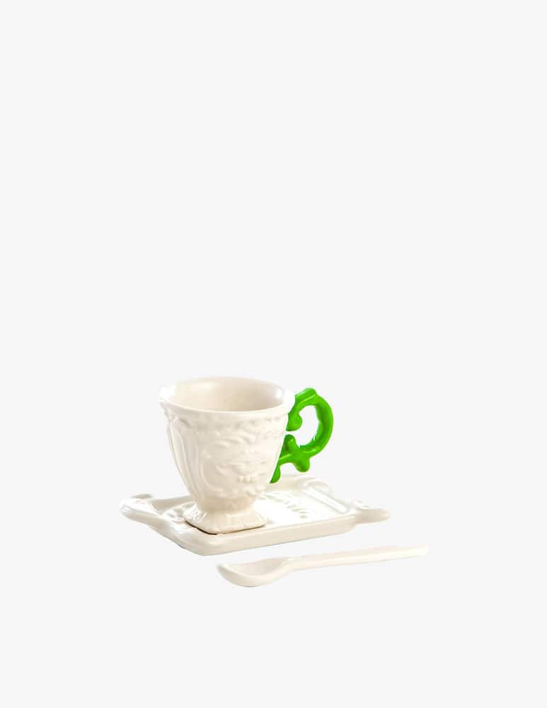 Seletti Set da Caffe' I-Wares Manico Verde - immagine 2 Seletti Set da Caffe' I-Wares Manico Verde - immagine 2