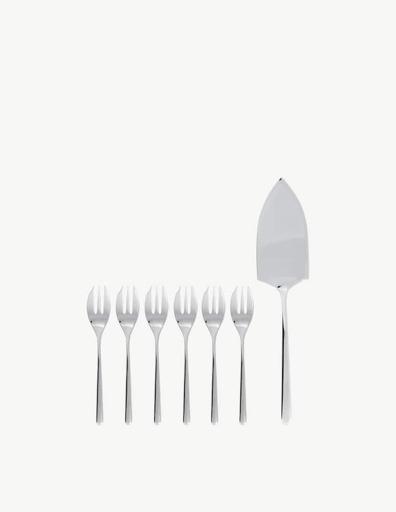 Sambonet Cake set 6 forks and Server Linear - Stainless steel - picture 1 Sambonet Cake set 6 forks and Server Linear - Stainless steel - picture 1