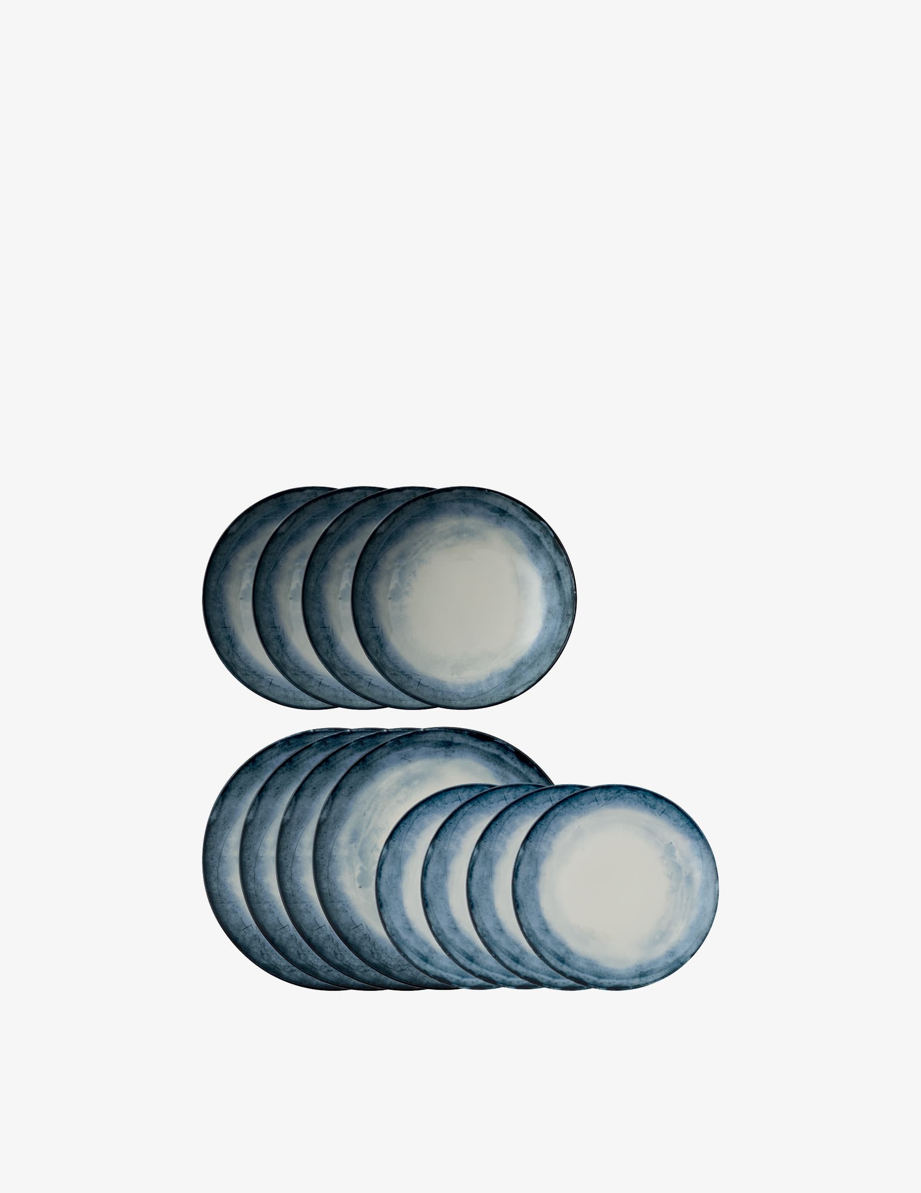 Service De Vaisselle Arthur Krupp Shade Blue 12 Pièces Pour 4 Personnes - En Porcelaine, Motif Abstrait Bleu, Passe Au Lave-vaisselle