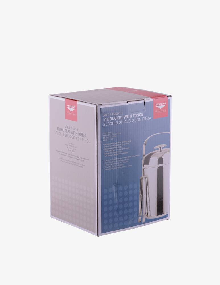 rinascente Paderno Ice Bucket With Tong Ø 14,0 Cm H 22,0 Cm 1,300 L