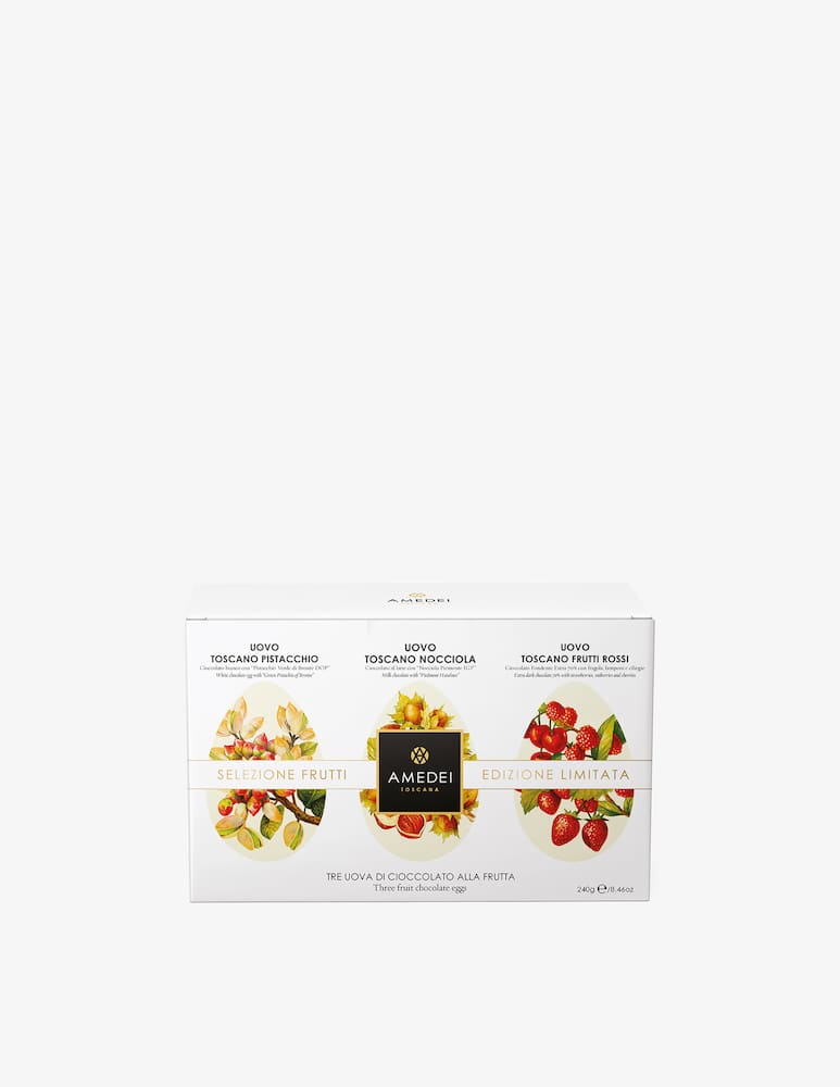 rinascente Amedei Three chocolate eggs with fruits 240g