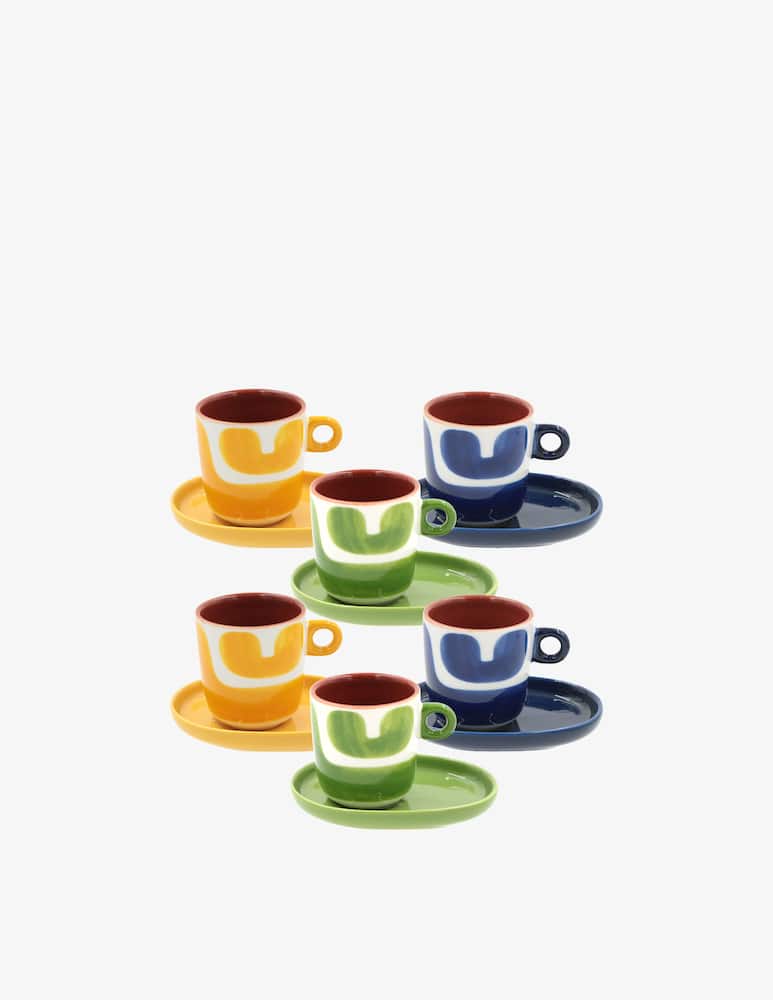 rinascente Rose&Tulipani Attimi Set 6 Tazzine Caffè Con Piattino Macchie