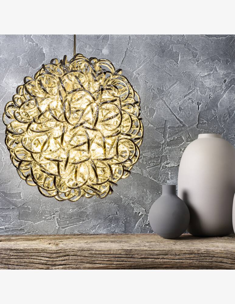 rinascente Lotti Sphere Ã˜30Cm, 3D Ats Silver Aluminium, 60 Warm White Superbright Leds - Yellow