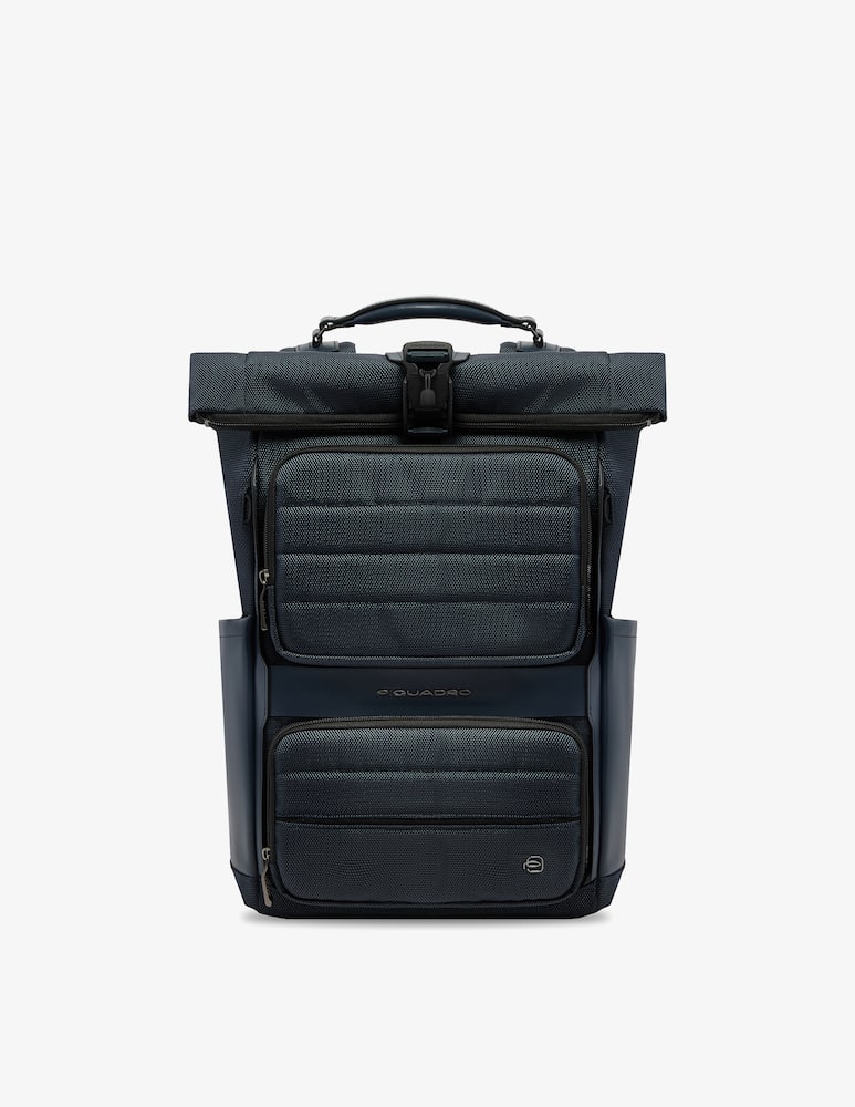 Piquadro Zaino Roll Top Porta Pc 15,6" In Pelle E Tessuto - immagine 1 Piquadro Zaino Roll Top Porta Pc 15,6" In Pelle E Tessuto - immagine 1