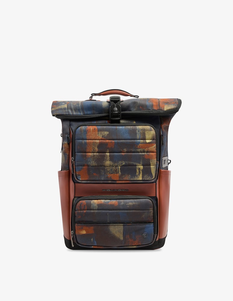 Piquadro Zaino Roll Top Porta Pc 15,6" In Pelle E Tessuto - immagine 1 Piquadro Zaino Roll Top Porta Pc 15,6" In Pelle E Tessuto - immagine 1
