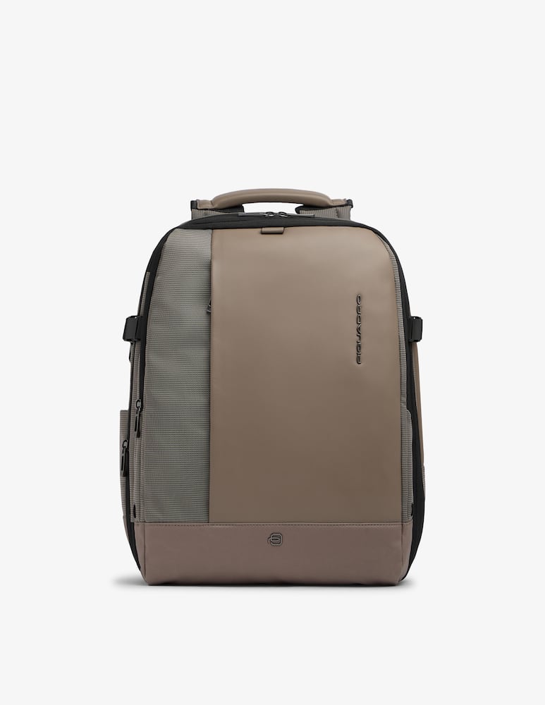 Piquadro Easyjet Travel Backpack In Leather And Fabric - picture 1 Piquadro Easyjet Travel Backpack In Leather And Fabric - picture 1