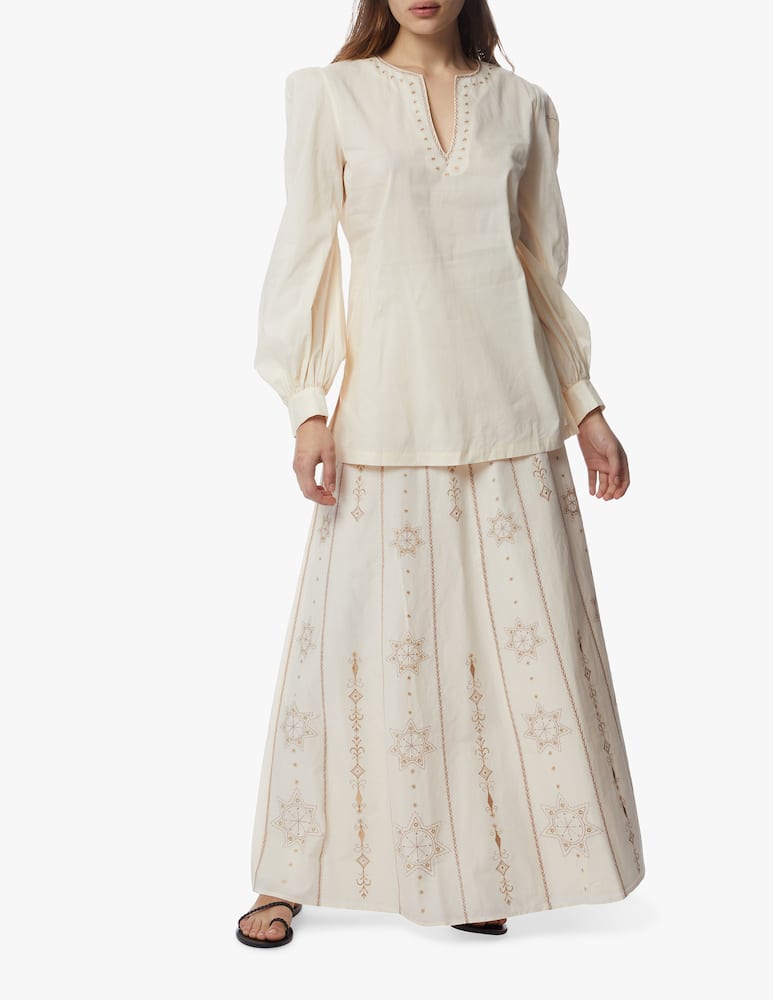 Le Sirenuse Positano Camille maxi cotton skirt - picture 1 Le Sirenuse Positano Camille maxi cotton skirt - picture 1