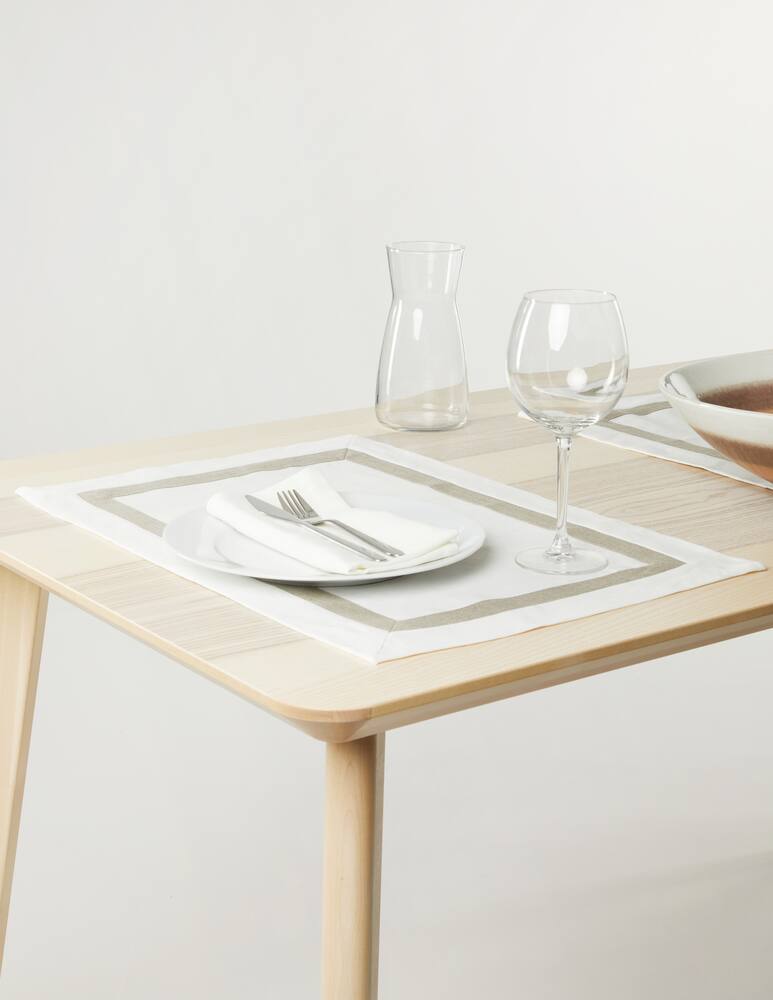 rinascente Biancoperla Set 2 tovagliette americane + 2 tovaglioli puro lino 45x38 - Bianco