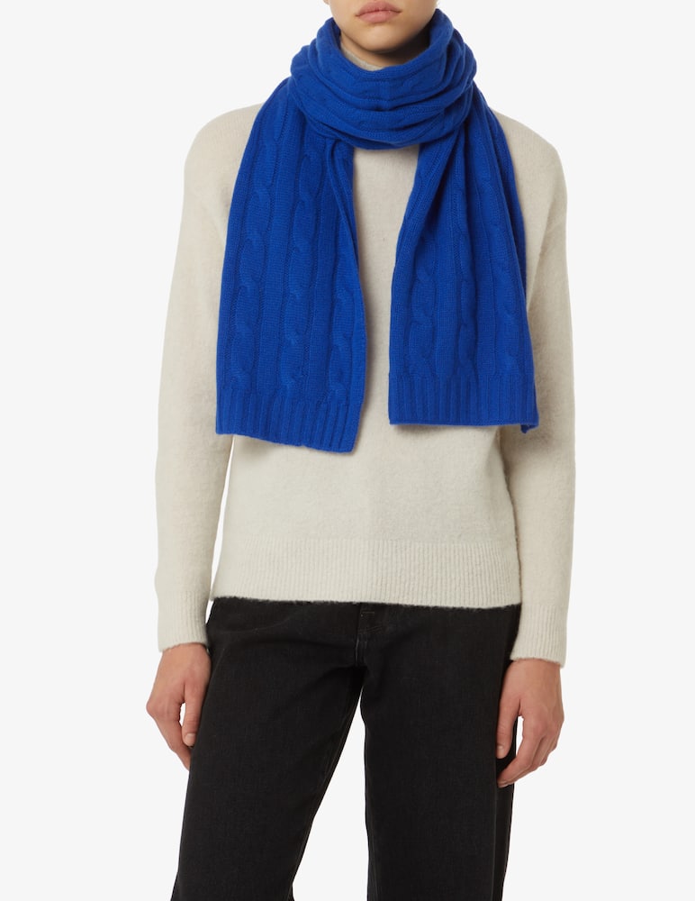 rinascente Pure Cashmere Scarf with braid - Blue