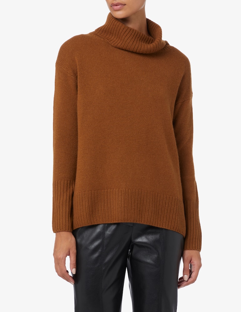 Pure Cashmere Maglione collo ampio a costa - Marrone - immagine 1 Pure Cashmere Maglione collo ampio a costa - Marrone - immagine 1