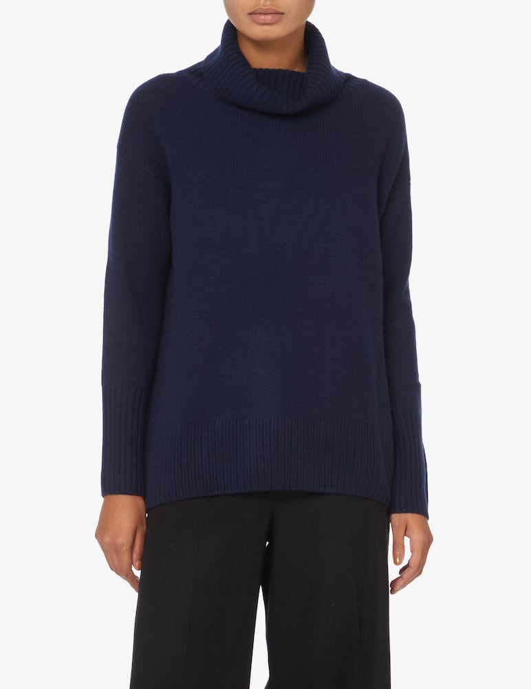 Pure Cashmere Maglione collo ampio a costa - Blu - immagine 1 Pure Cashmere Maglione collo ampio a costa - Blu - immagine 1