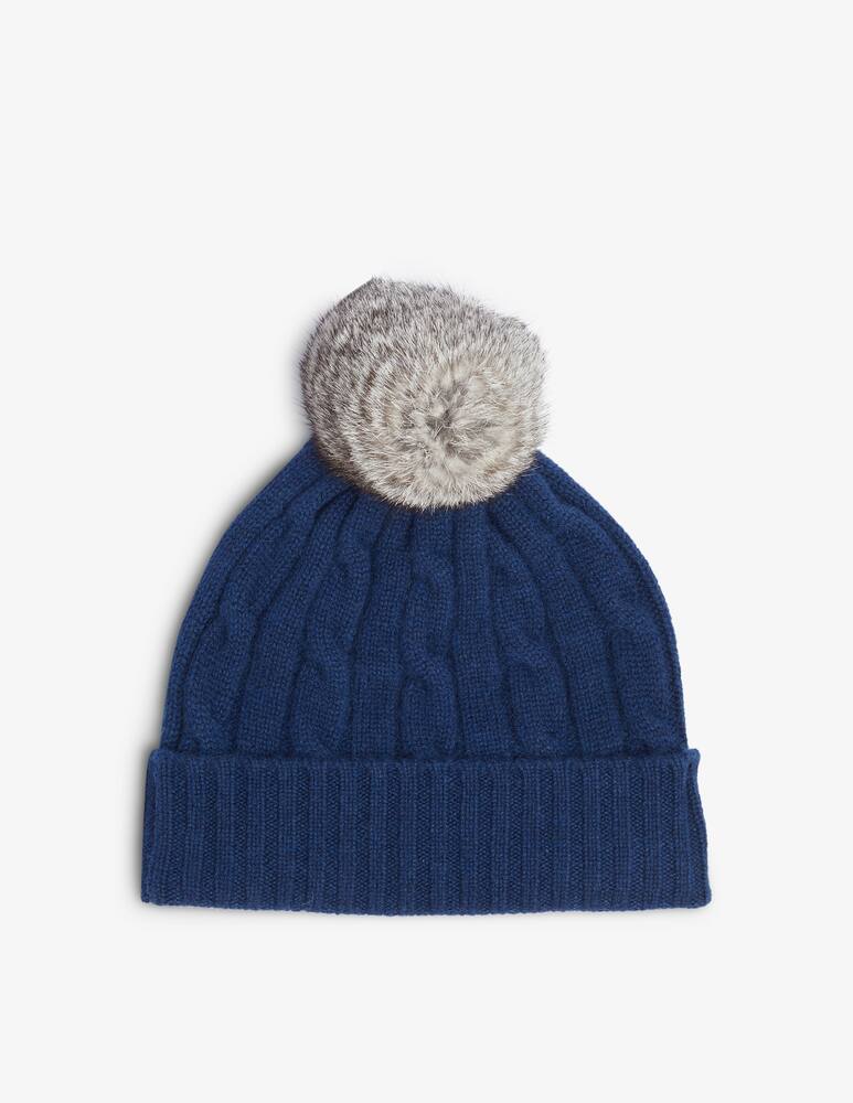 rinascente Pure Cashmere Braided beanie with pon pon - Blue